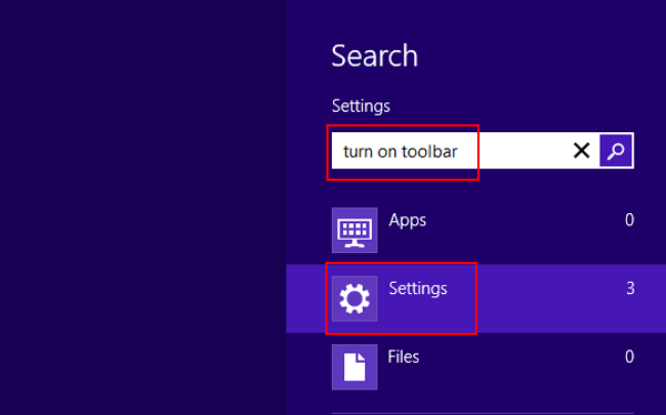 enter turn on toolbar and choose settings