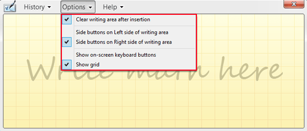 how to clear history in math input panel