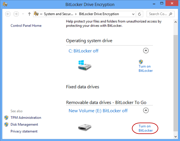 click turn on bitlocker