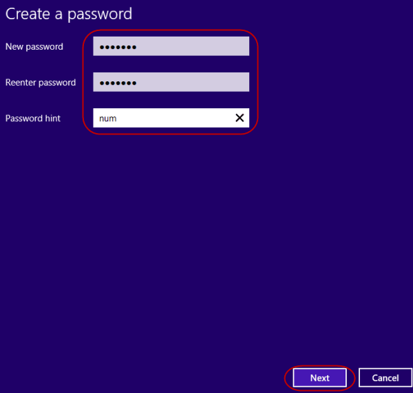 input password and tap next