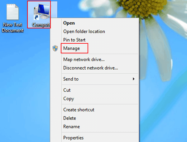 right click computer and choose manage