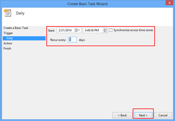 set shutdown time and frequency and click next