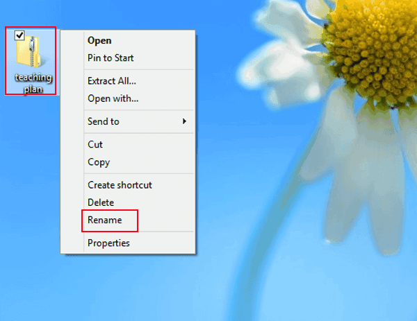 right tap the zipped folder and select rename