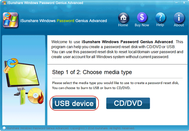 select usb device option