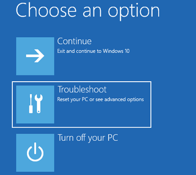 choose troubleshoot option