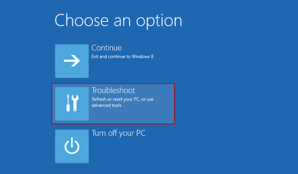 choose troubleshoot option 