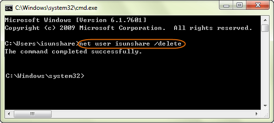 delete default administrator account windows 10