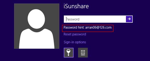 windows password hint