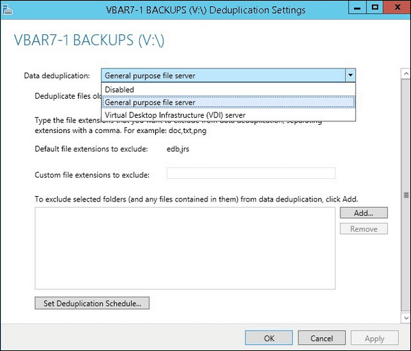 deduplication on virtual machine in win server 2012 r2