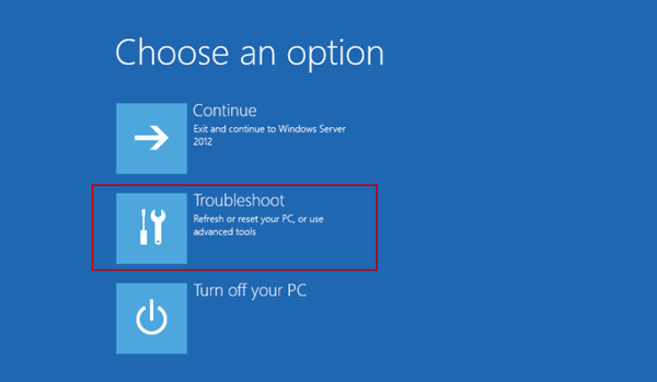 open windows server 2012 troubleshoot