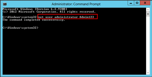 change password windows server 2012 cmd