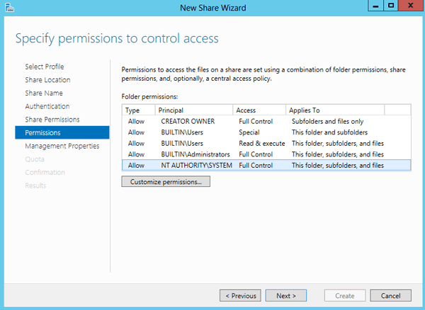 control NFS access permissions