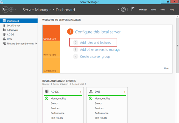 manage windows server 2012 roles and features