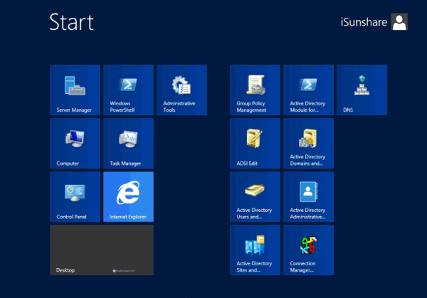 windows server 2012 start screen