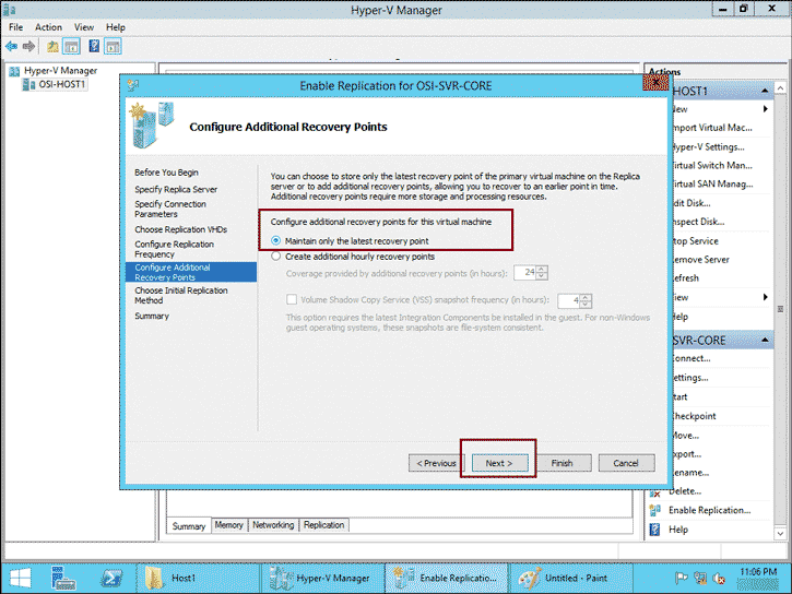 configure recovery point