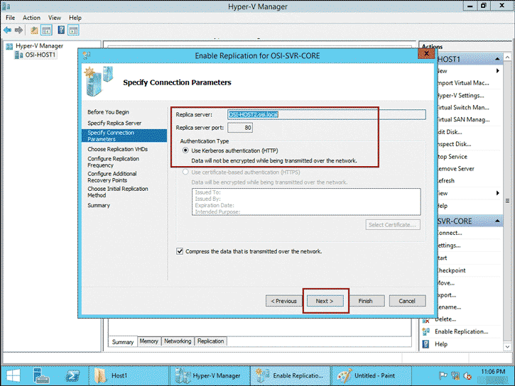 specify connection parameter