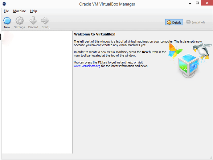 virtualbox begin interface