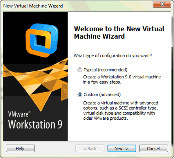 new virtual machine wizard