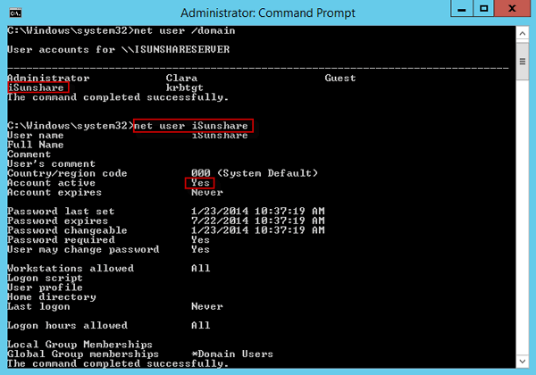 before deactive server domain user