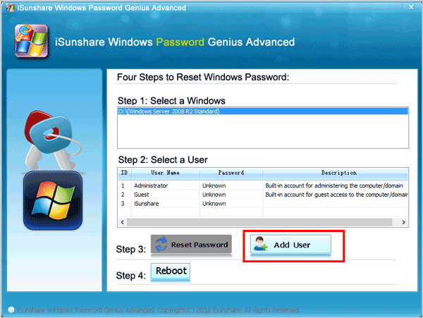 create user password with windows password genius