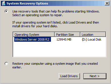 system recovery options