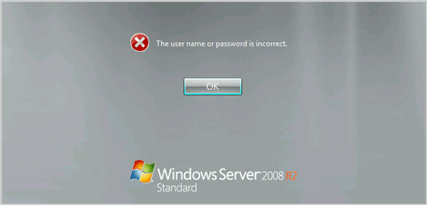 the user name or password is incorrect