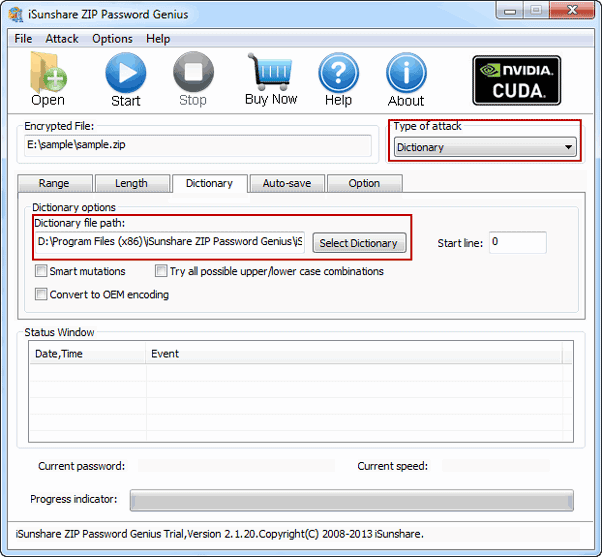 choose password attack type for locked zip file