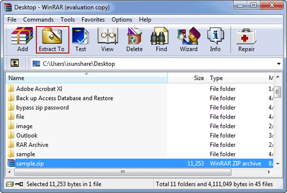 open zipped file with winrar