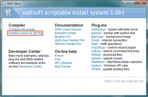 choisissez compiler sur NSIS pour déverrouiller le fichier zip