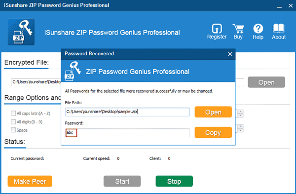 successfully recover zip archive password fast in LAN