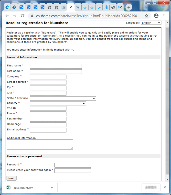 register as iSunshare affiliate