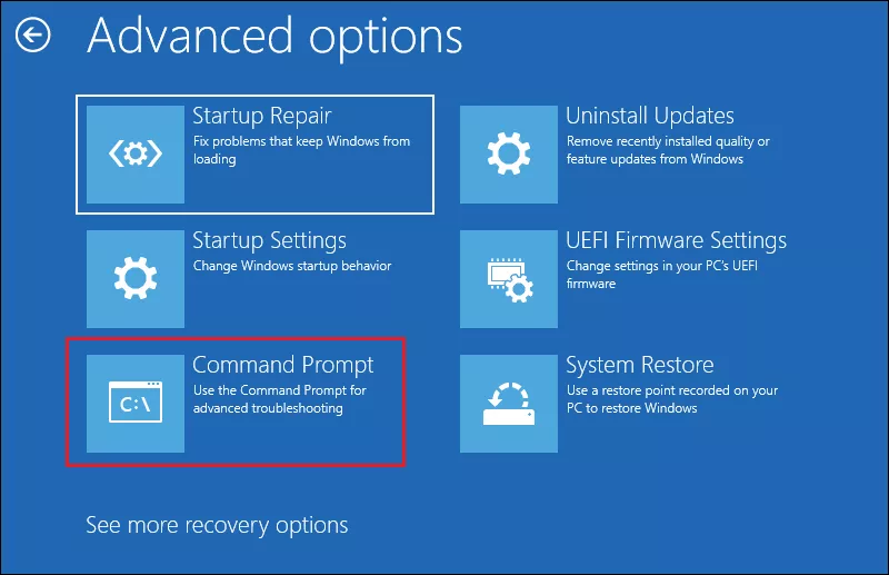 Command Prompt in WinRE