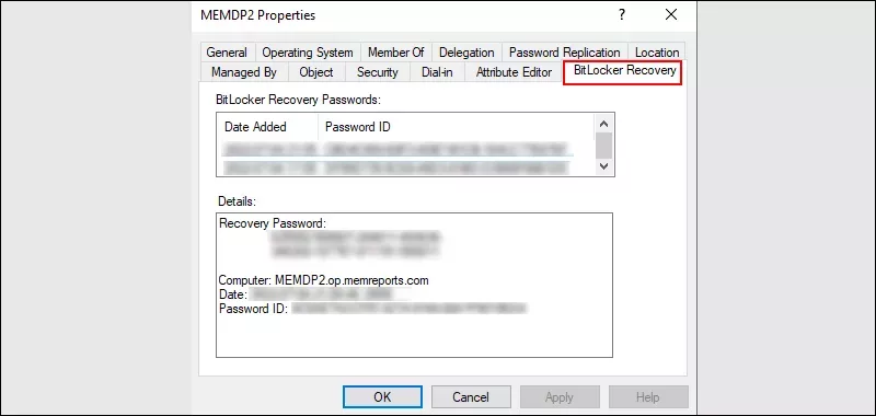 BitLocker Recovery Key in AD