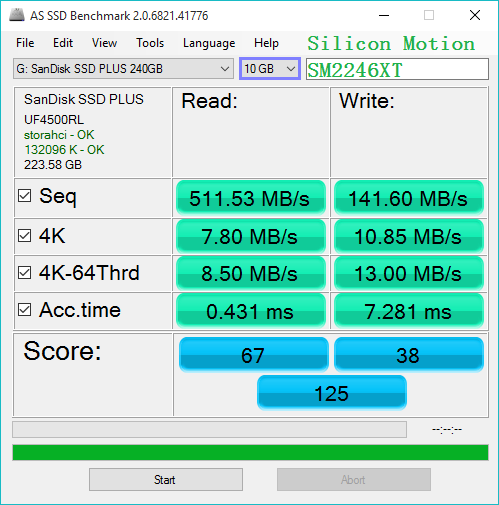 sandisk 10g sequential