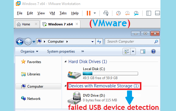 fail to detect USB in VMware
