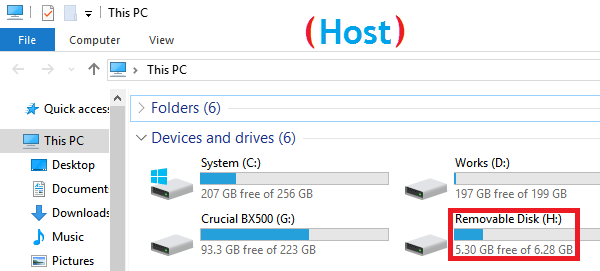 USB detection of host