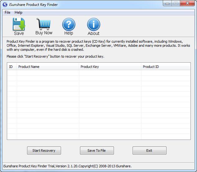 Windows 7 iSunshare Product Key Finder 2.1.20 full