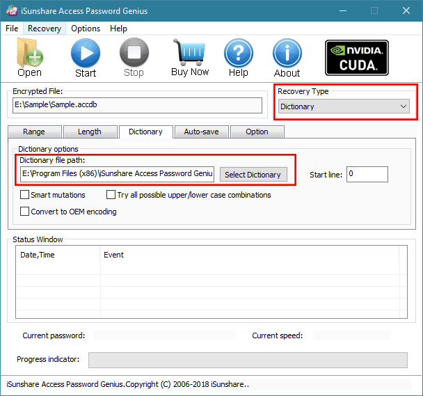 dictionary attack setting