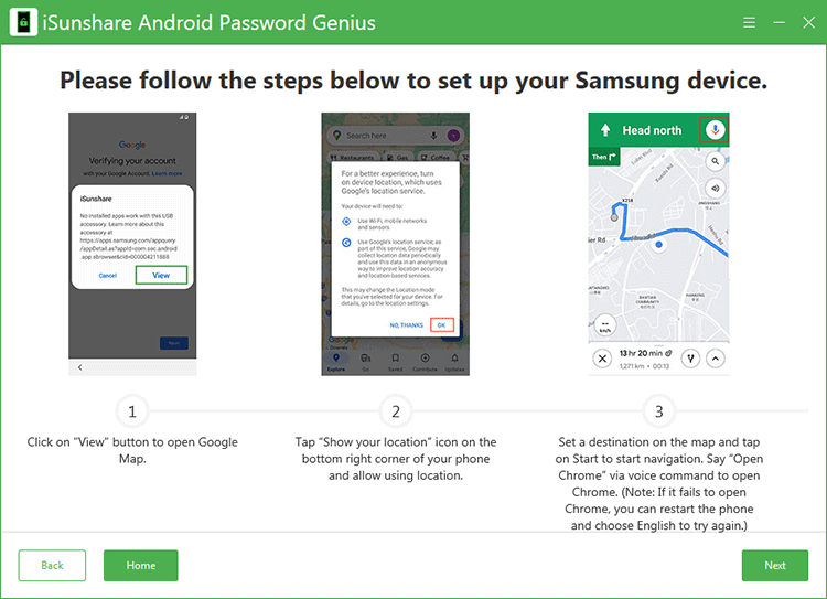 navigate to a destination via Map