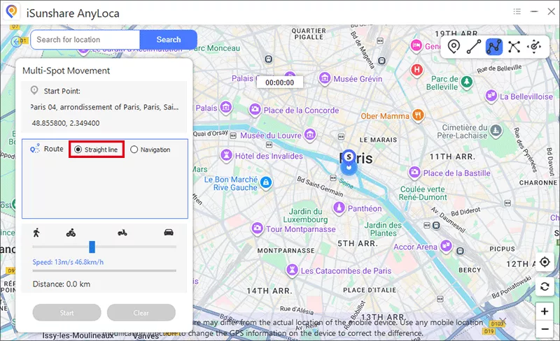 choose Straight line mode