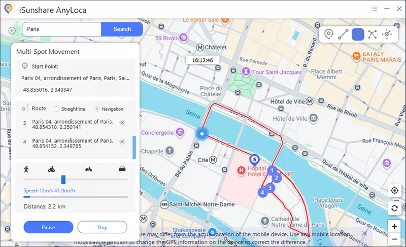  multi-spot movement process