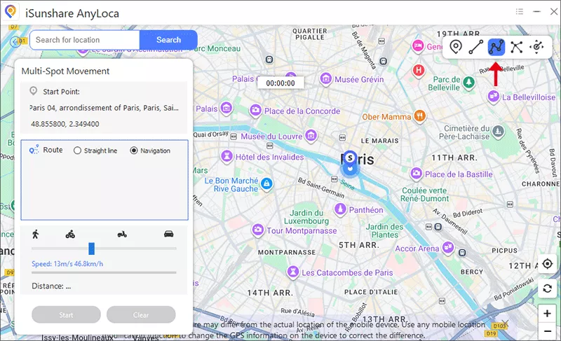 select multi-spot movement