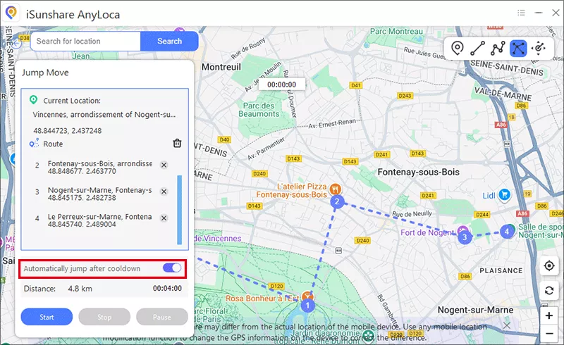 set the routes to jump