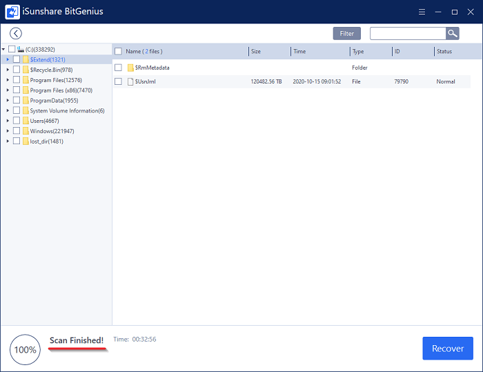 finish scanning data