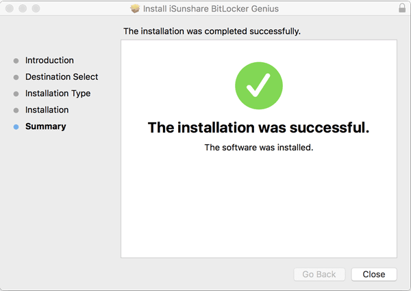 the installation is successful