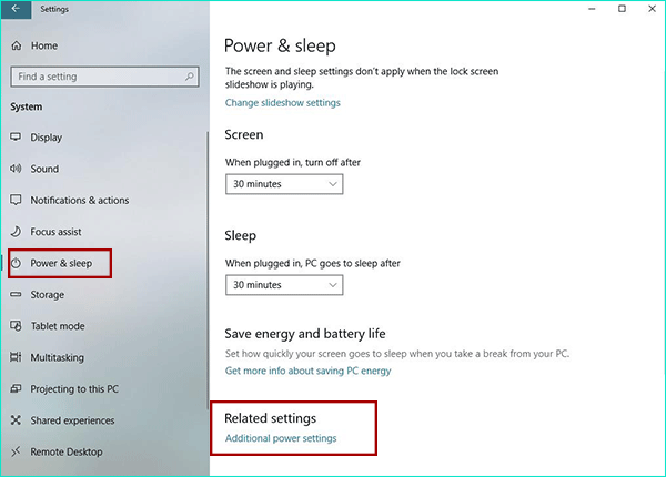 click Additional power settings