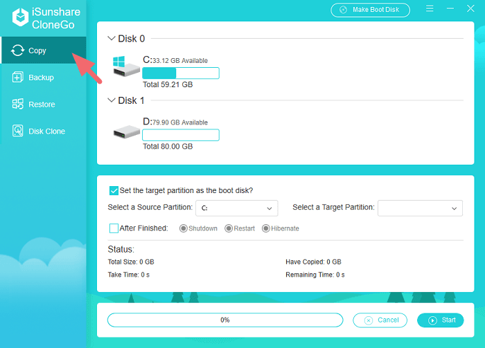 click copy option in CloneGo