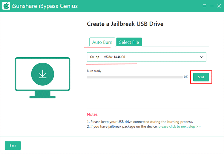  create a jailbreak USB by auto burn