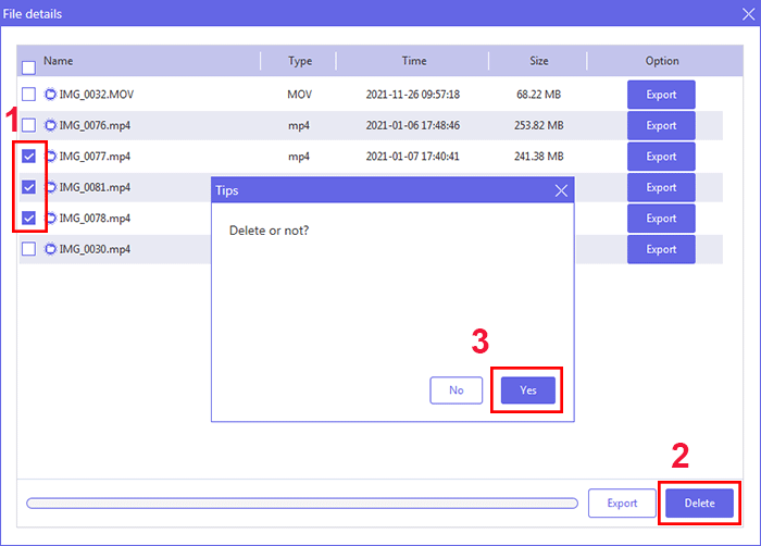 delete large files