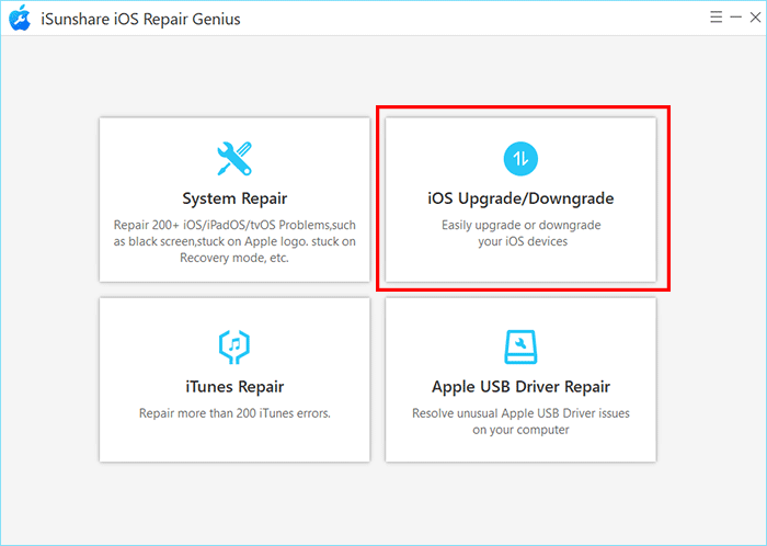 choose iOS Upgrade/Downgrade option